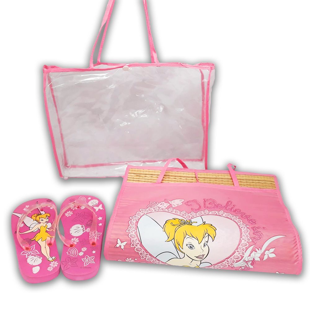 Set de playa infantil Campanilla Disney - Esterilla, Chanclas y Bolsa
