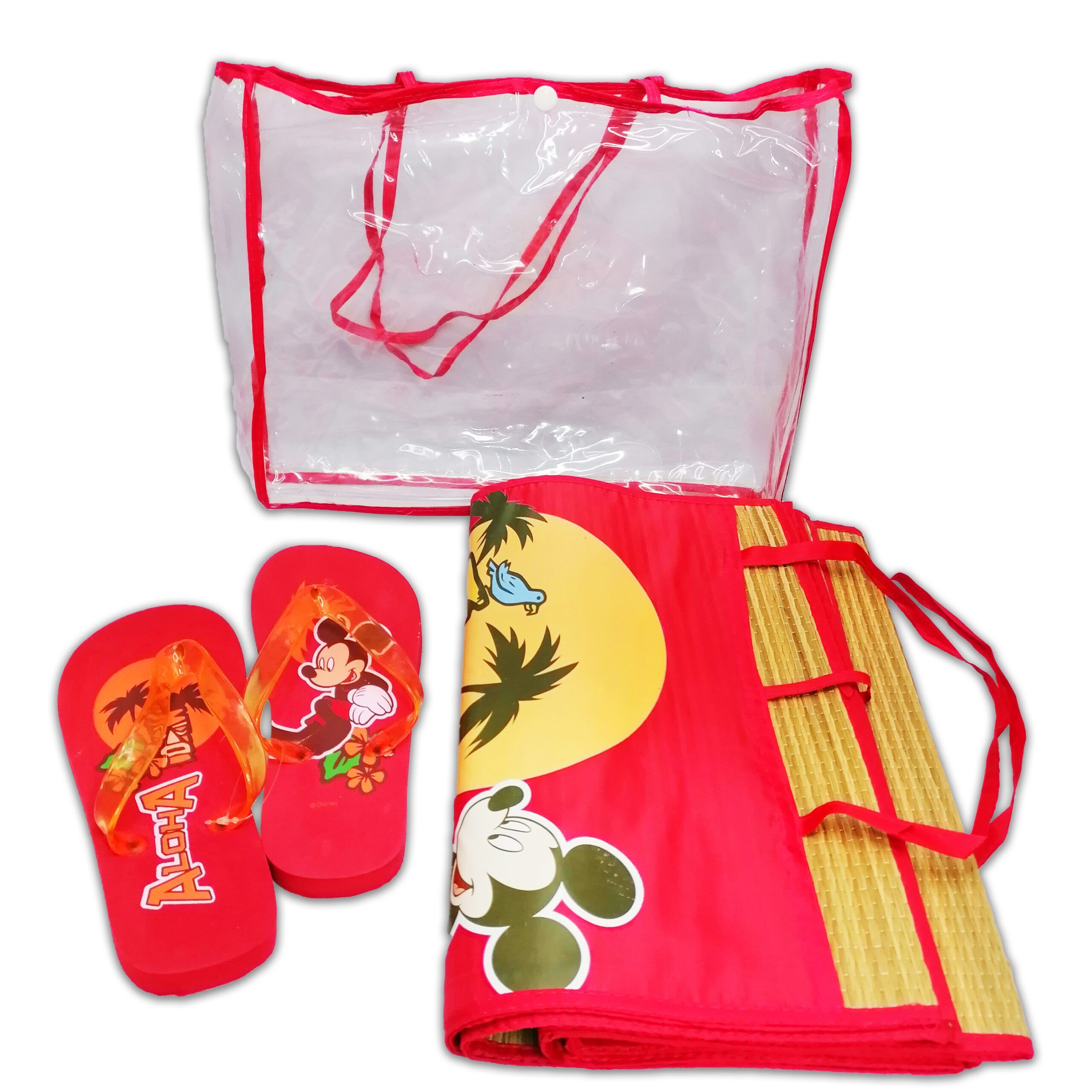 Set de playa infantil Mickey de Disney- Esterilla, Chanclas y Bolsa