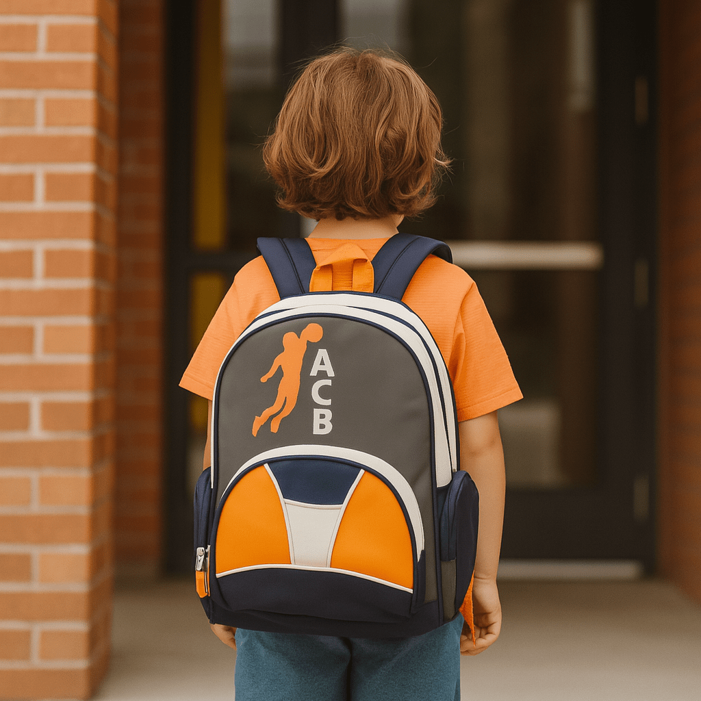 Niño con mochila escolar adecuada