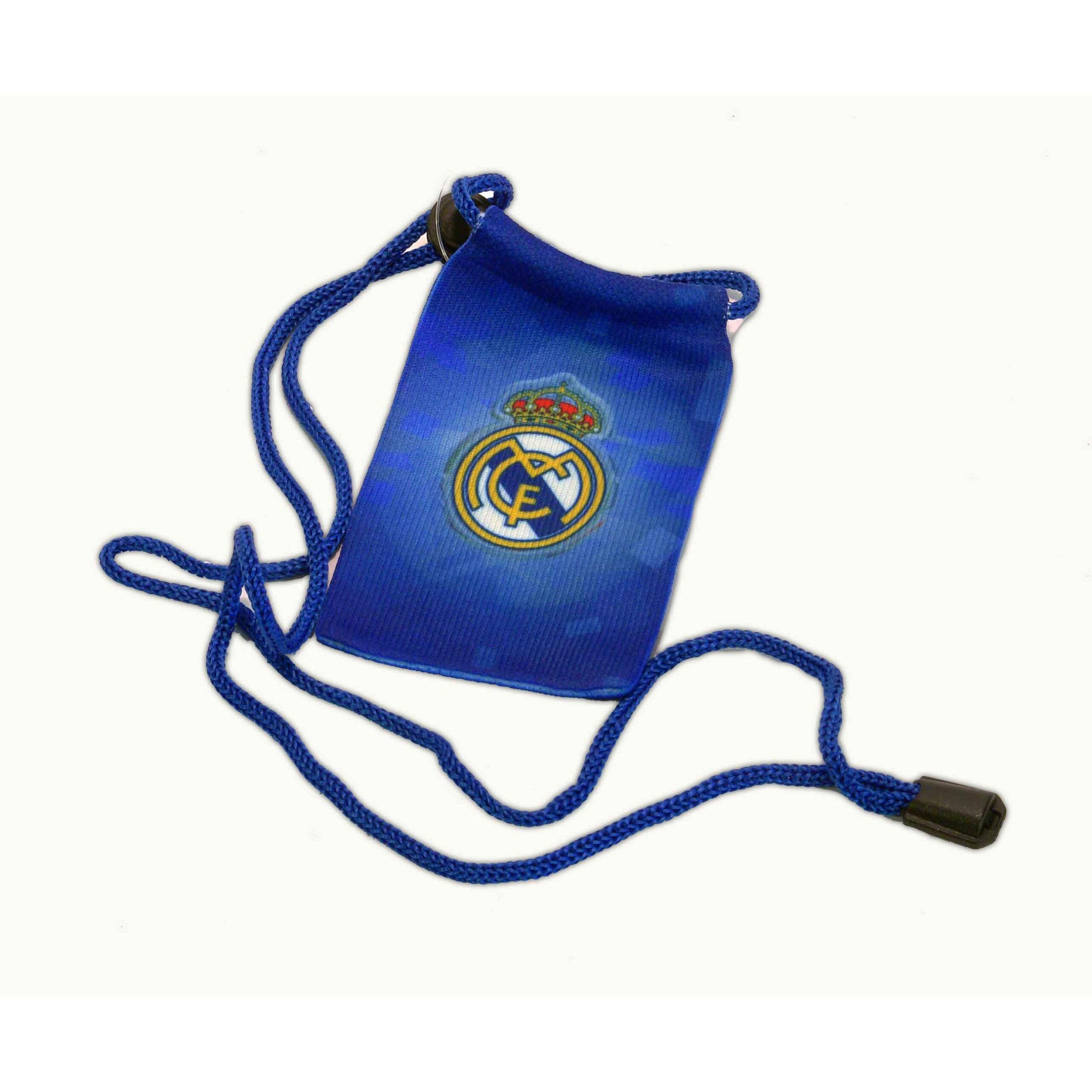 Funda Porta Todo Real Madrid 11x7cm | Tela Elástica y Cordón Regulable