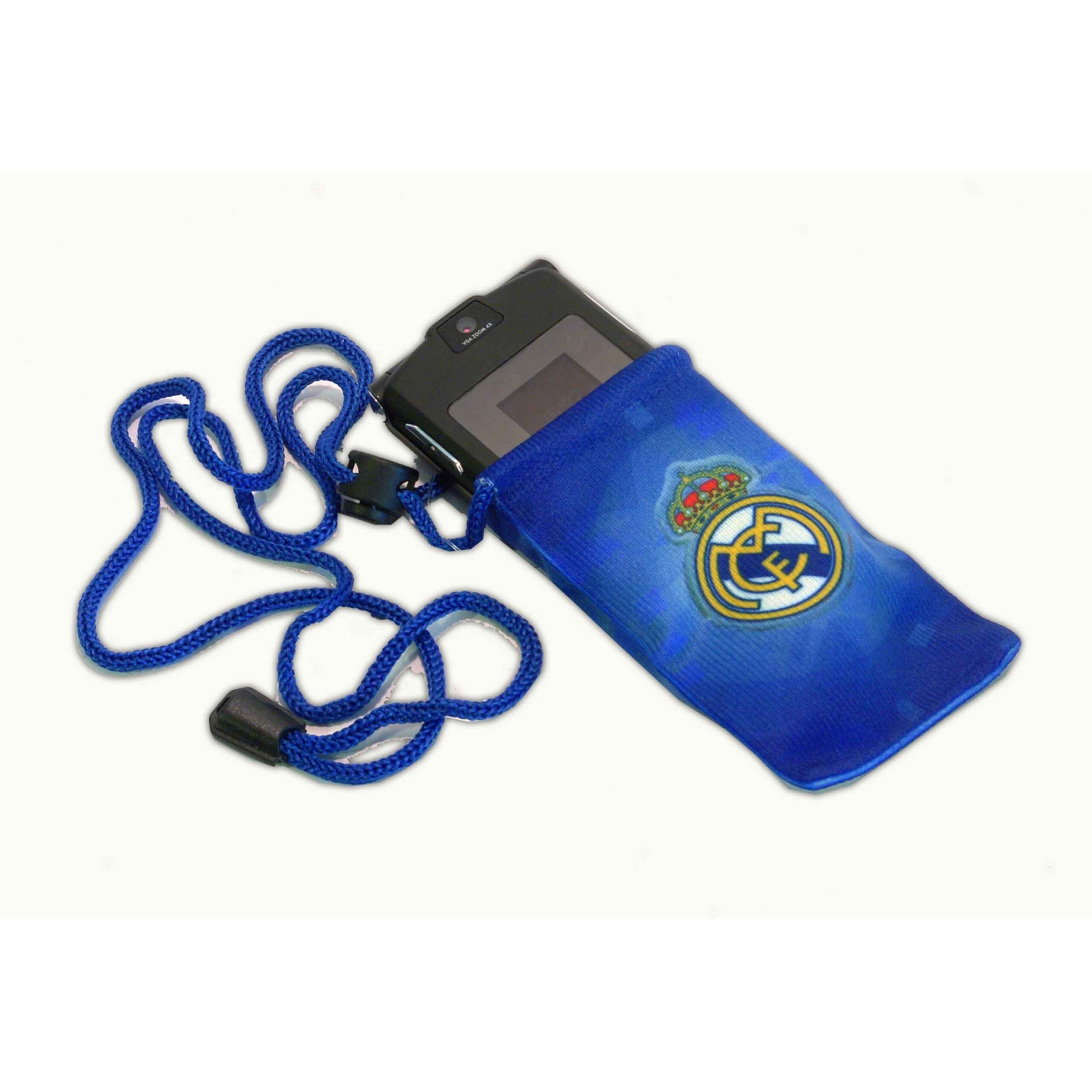 Funda Multiusos Real Madrid Oficial | Accesorio Deportivo para Fans 6 Funda Porta Todo Real Madrid 11x7cm | Tela Elástica y Cordón Regulable