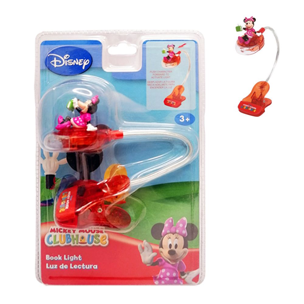 Lámpara de Lectura Mickey o Minnie Mouse Disney | Luz LED con Pinza 2 Lámpara de Lectura Disney Club House | Escoge Minnie con Pinza