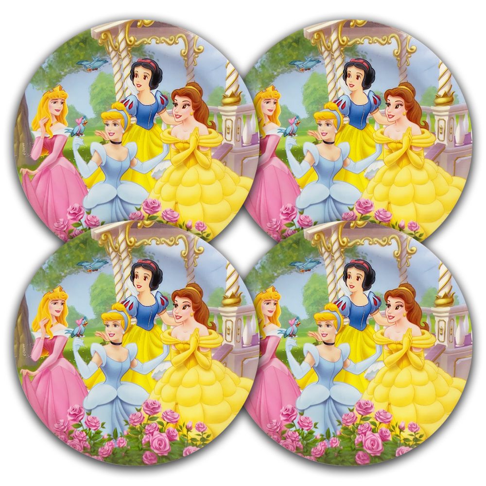 pack 4 platos reutilizables plástico princesas disney